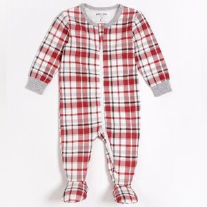 Petit Lem Red Plaid Cotton Footie Pajamas
